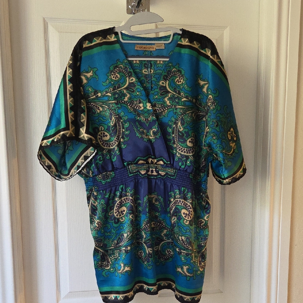 Vintage Notations Teal and Blue Paisley Tunic